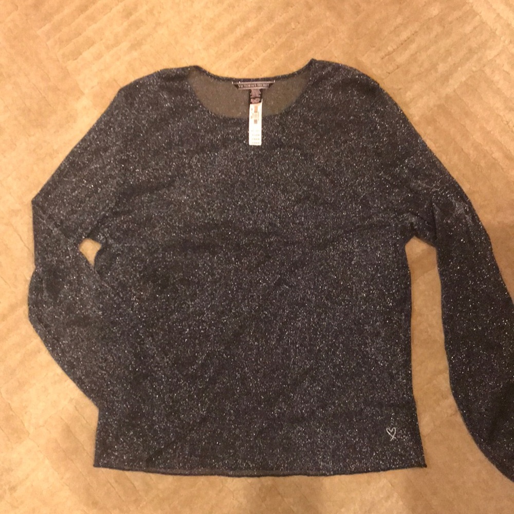Long-sleeve slip neck sheer lounge top